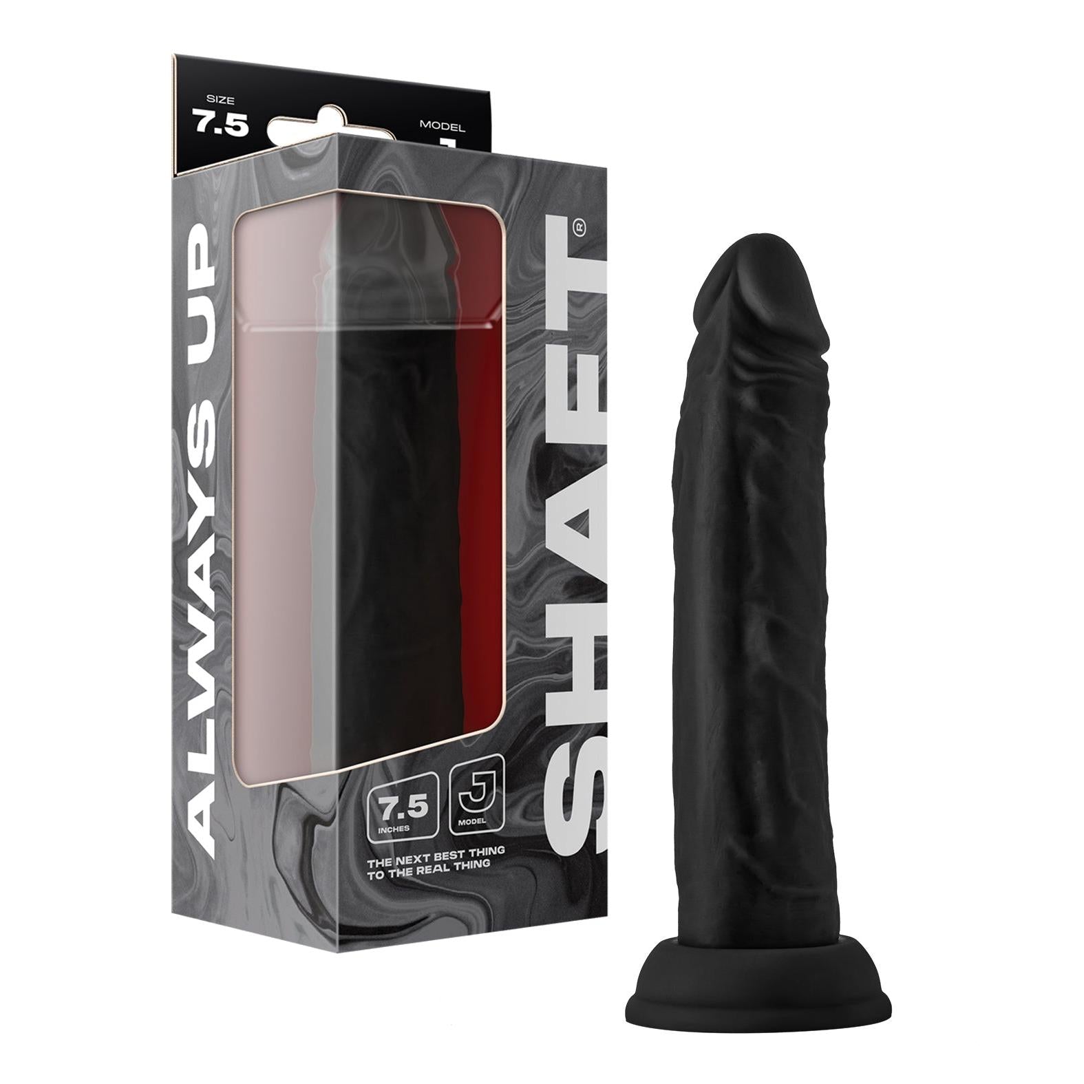 Shaft Model J 7.5 inch Liquid Silicone Black Dildo