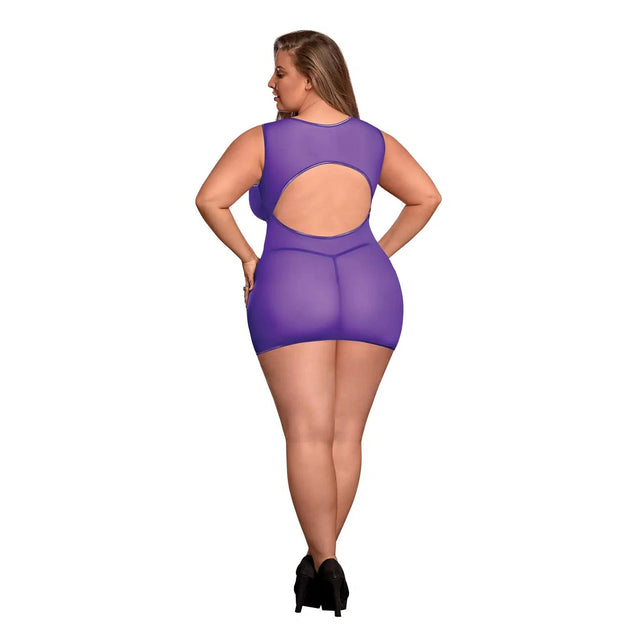 Sheer Mesh Underboob Dress & Crotchless G-String - Queen