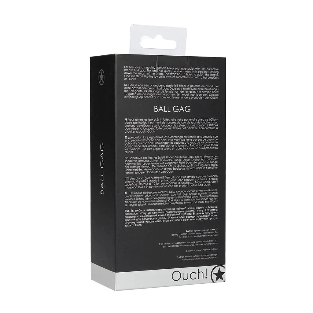 Shots Ouch Ball Gag with Leather Straps