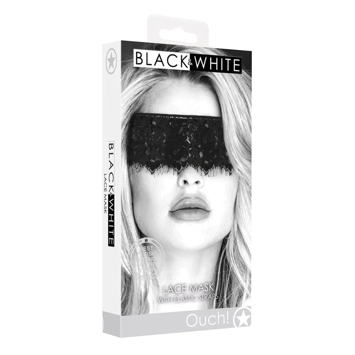 Shots Ouch Black & White Lace Mask with Elastic Straps