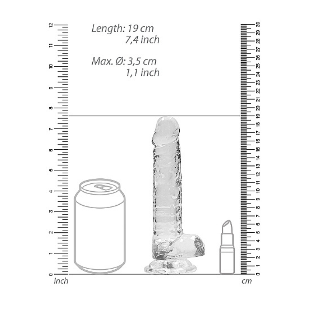 Shots Realrock Realistic Crystal Clear Dildo with Balls