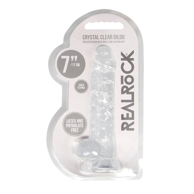 Shots Realrock Realistic Crystal Clear Dildo with Balls