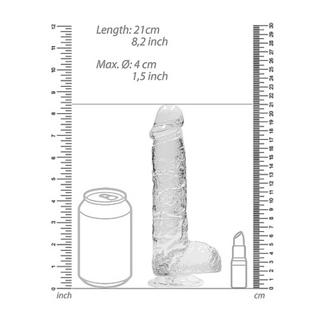 Shots Realrock Realistic Crystal Clear Dildo with Balls