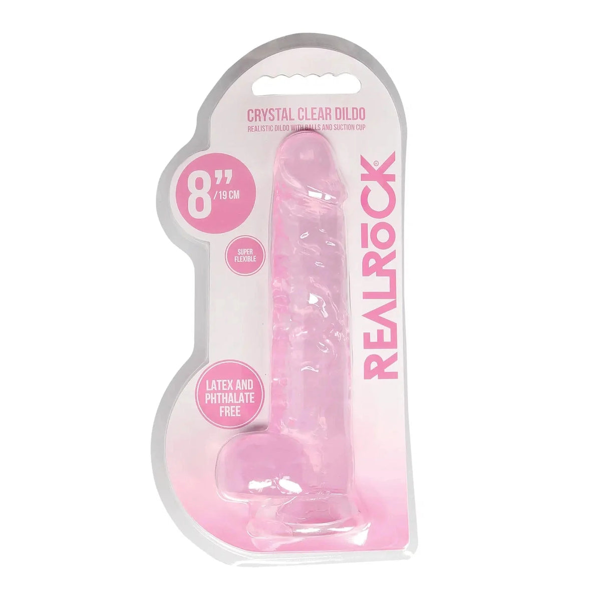 Shots Realrock Realistic Crystal Clear Dildo with Balls