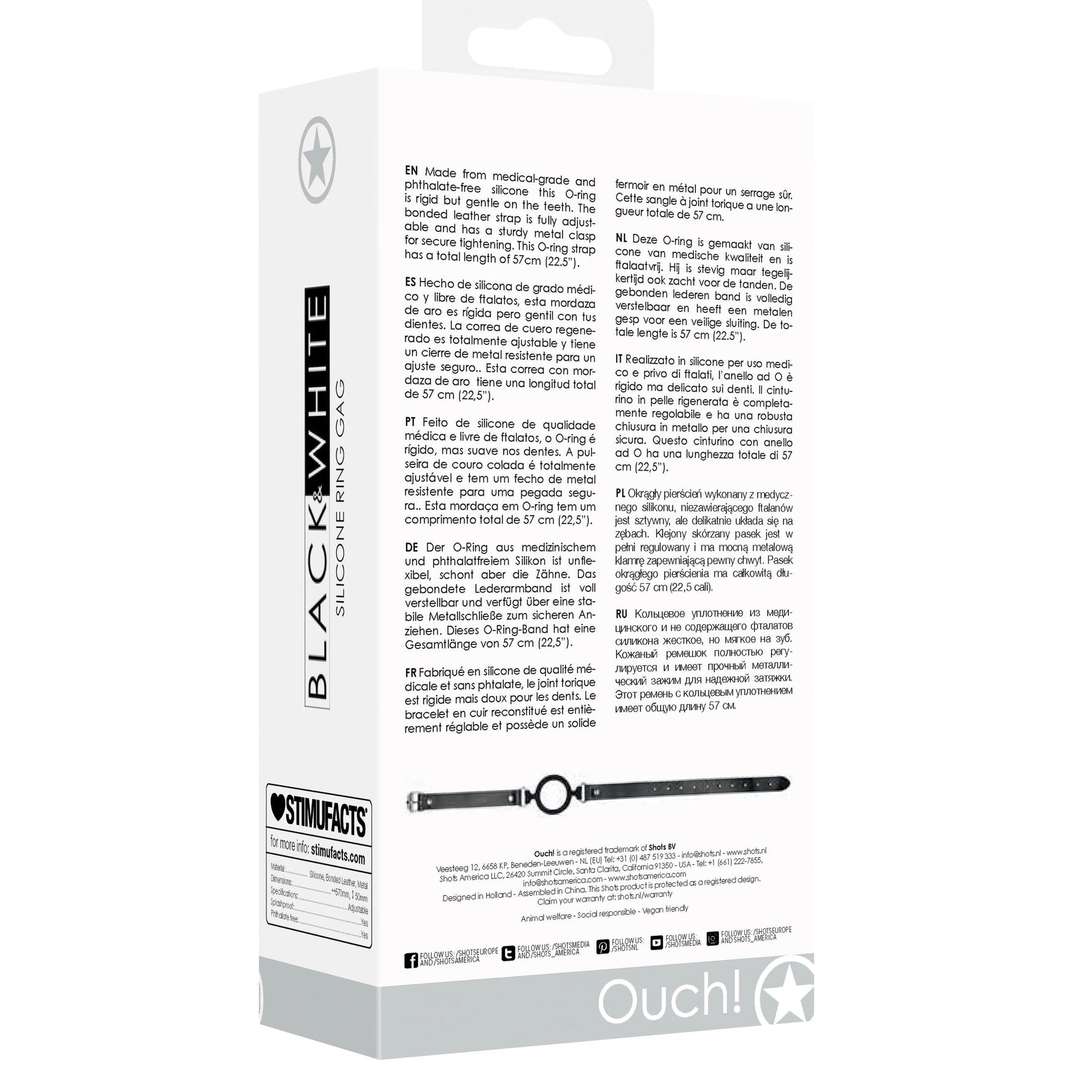 Shots Silicone Ring Gag With Adjustable Bonded Leather Straps