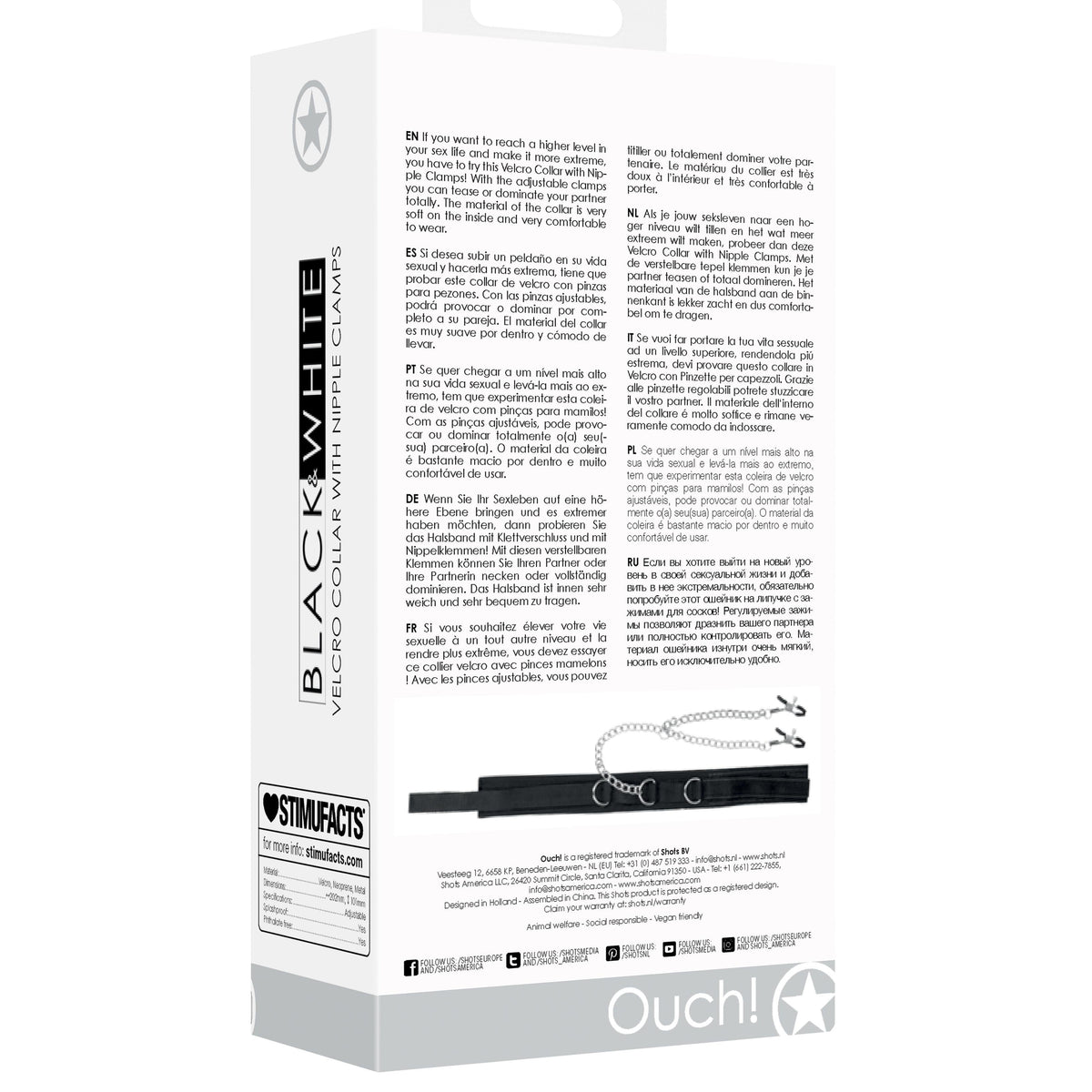 Shots Velcro Collar With Nipple Clamps