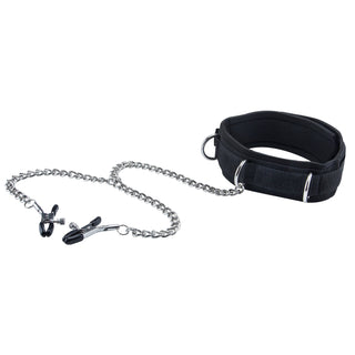 Shots Velcro Collar With Nipple Clamps