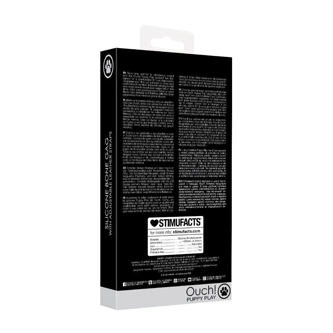 Silicone Bone Gag with Adjustable Leather Straps