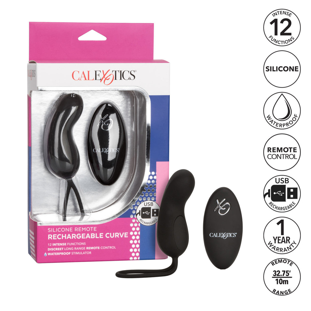 Silicone Remote Rechargeable Curve Vibe