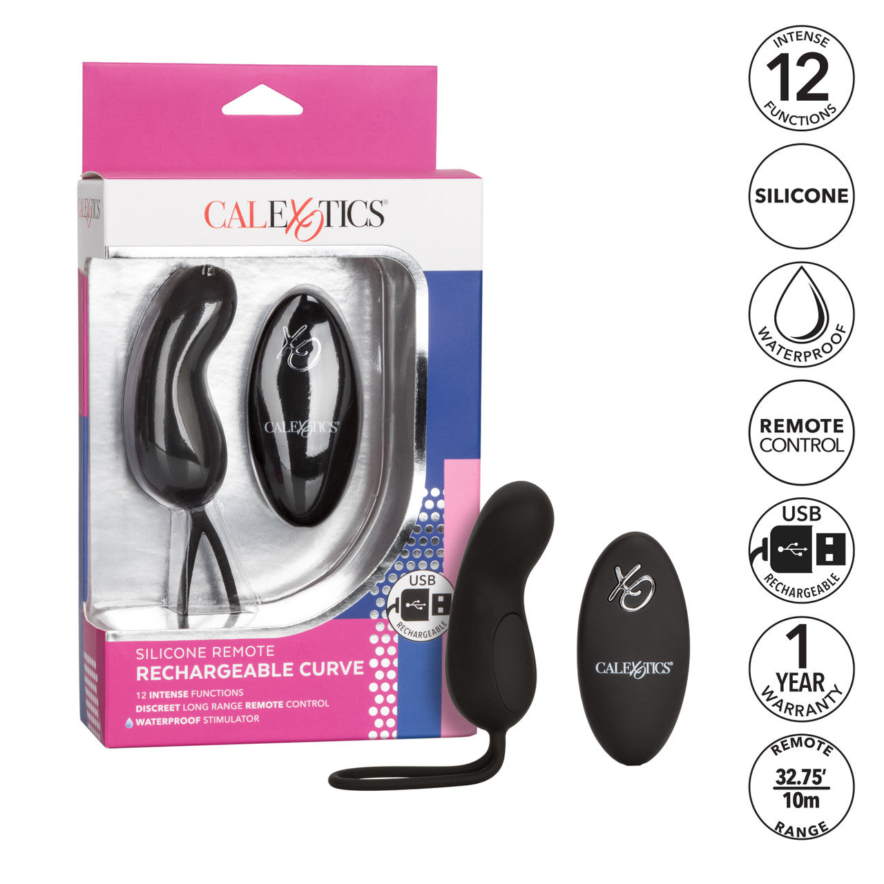 Silicone Remote Rechargeable Curve Vibe