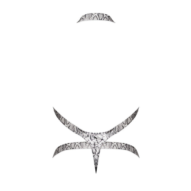 Snaked Metallic Coated Shoulder Sling Harness Thong