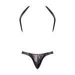 Snaked Metallic Coated Shoulder Sling Harness Thong