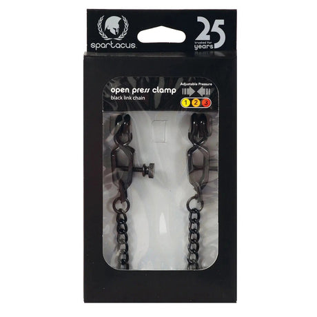 Spartacus Adjustable Alligator Nipple Clamps with Black Chain