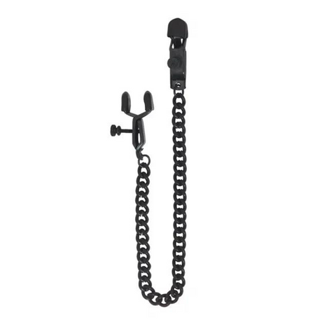 Spartacus Adjustable Alligator Nipple Clamps with Black Chain