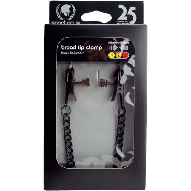 Spartacus Adjustable Broad Tip Nipple Clamps with Black Link Chain