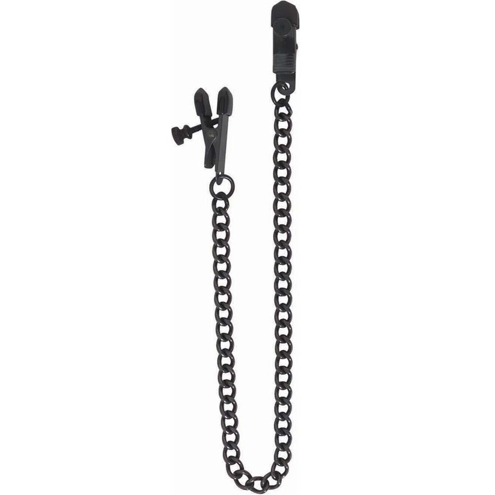 Spartacus Adjustable Broad Tip Nipple Clamps with Black Link Chain
