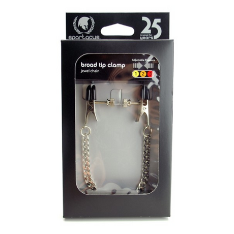 Spartacus Adjustable Broad Tip Nipple Clamps with Jewel Chain