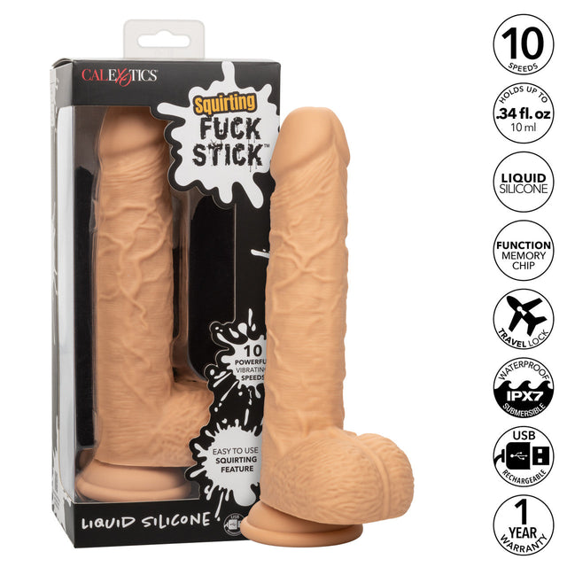 Squirting Fuck Stick 9" Vibrating Silicone Suction Cup Dildo