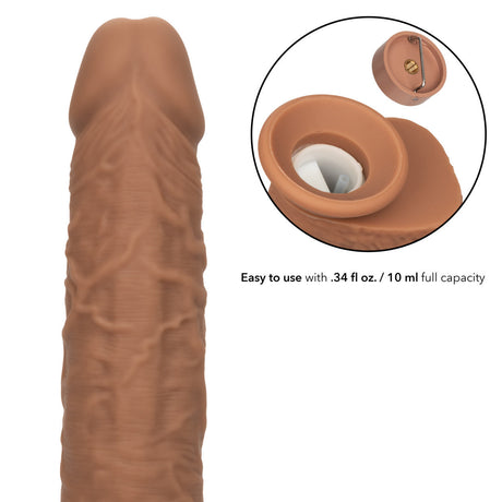 Squirting Fuck Stick 9" Vibrating Silicone Suction Cup Dildo - Brown