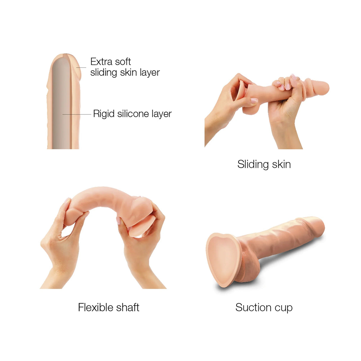 Strap-On-Me Realistic Sliding Skin Dual-Density Silicone Dildo - M