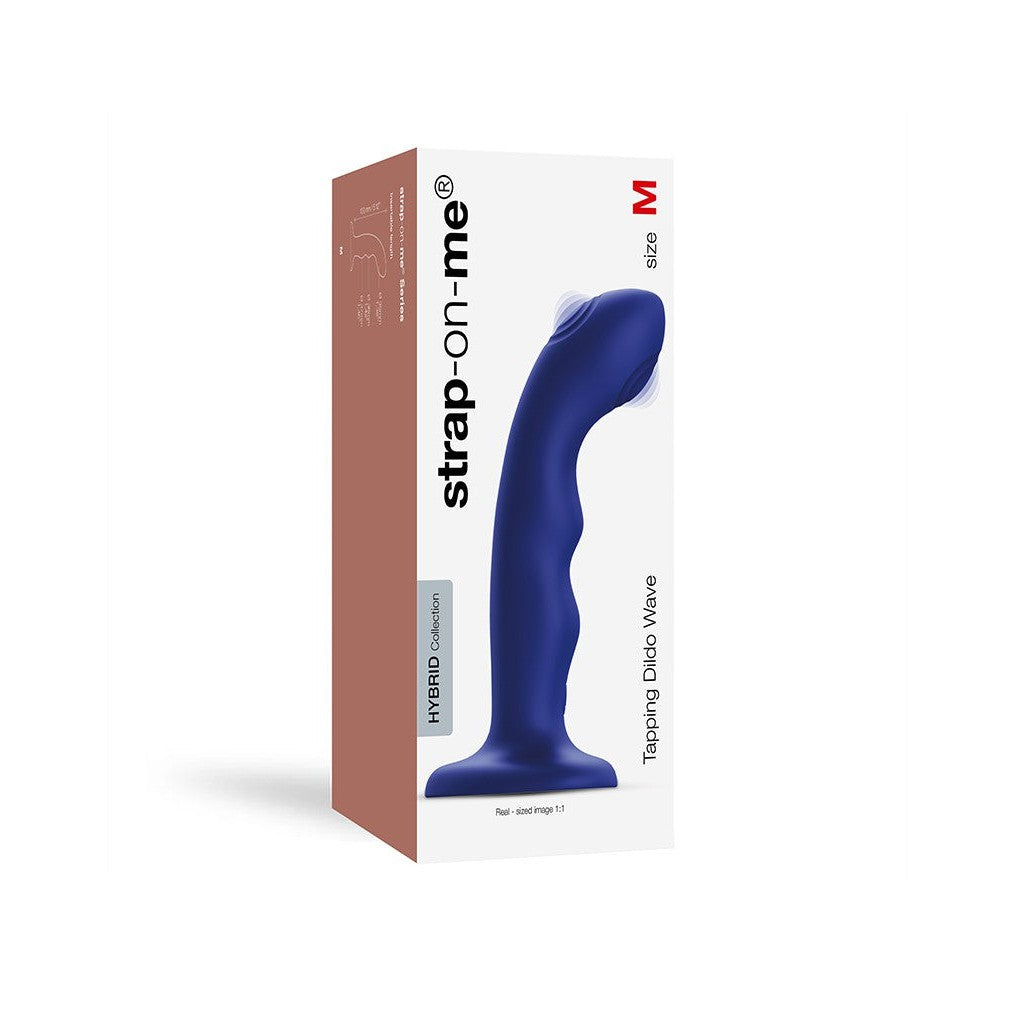 Strap-On-Me Tapping Vibrating Dildo Wave - Blue