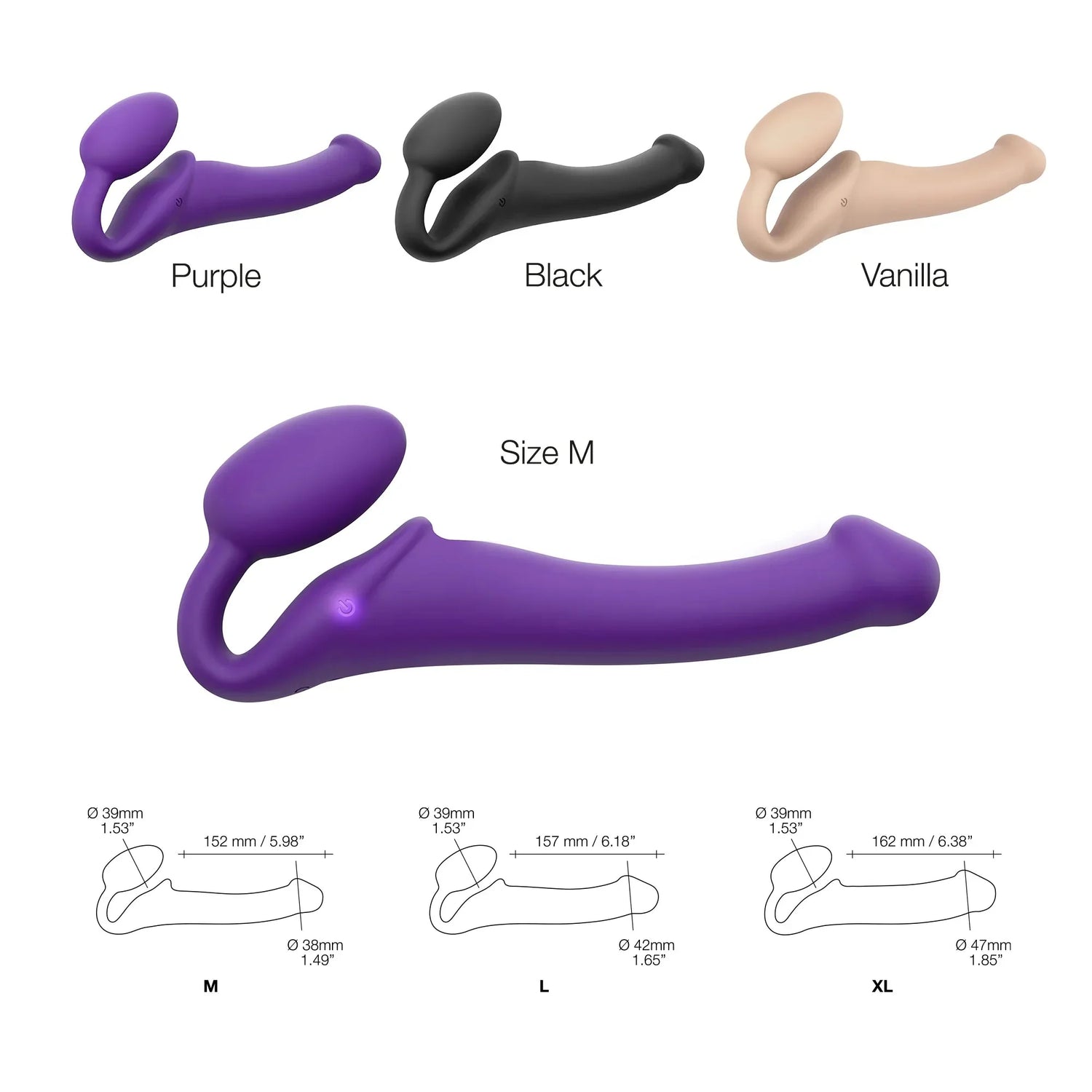 Strap-On-Me Vibrating Bendable Strapless Strap On - L