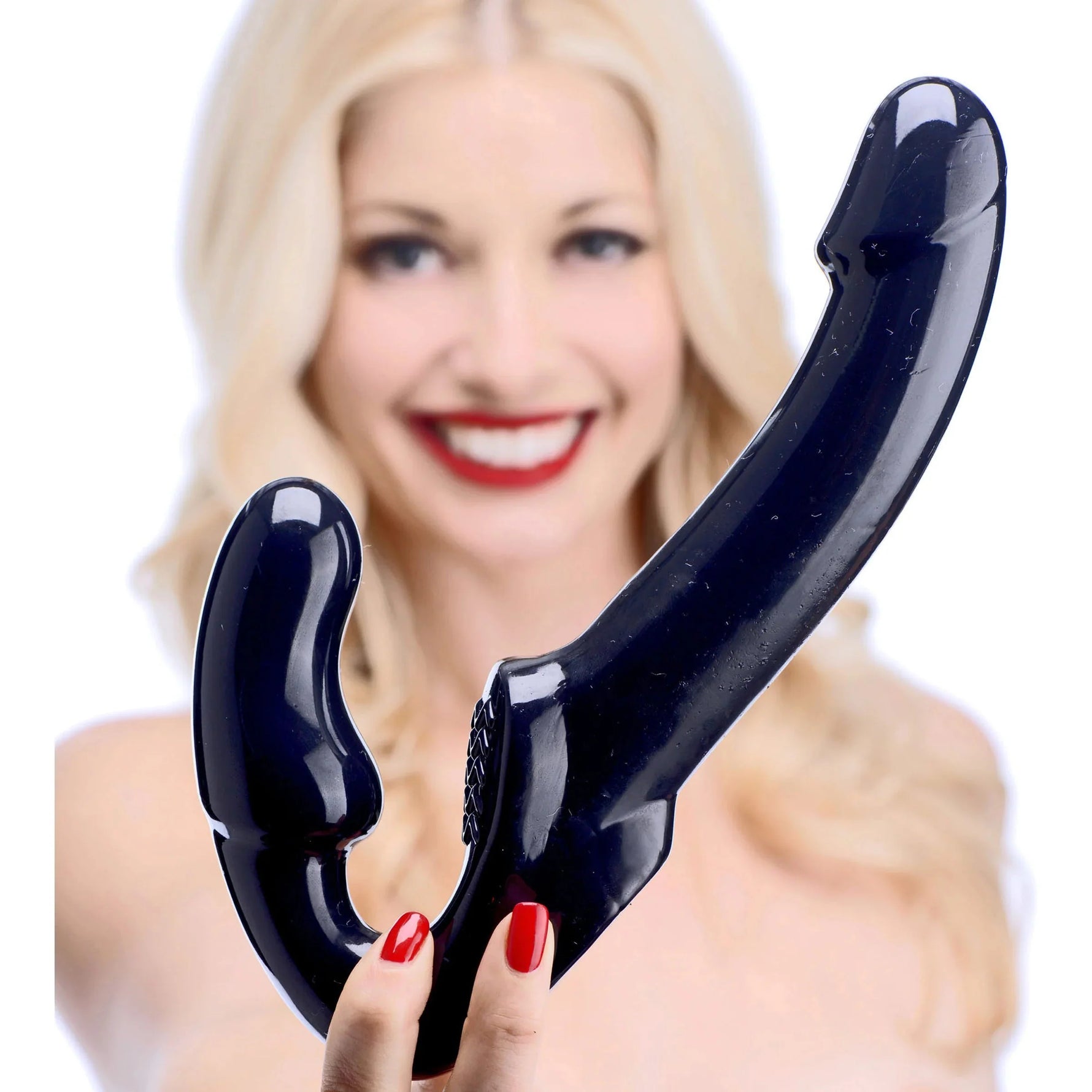 Strap U Revolver Strapless Strap On Dildo - Black