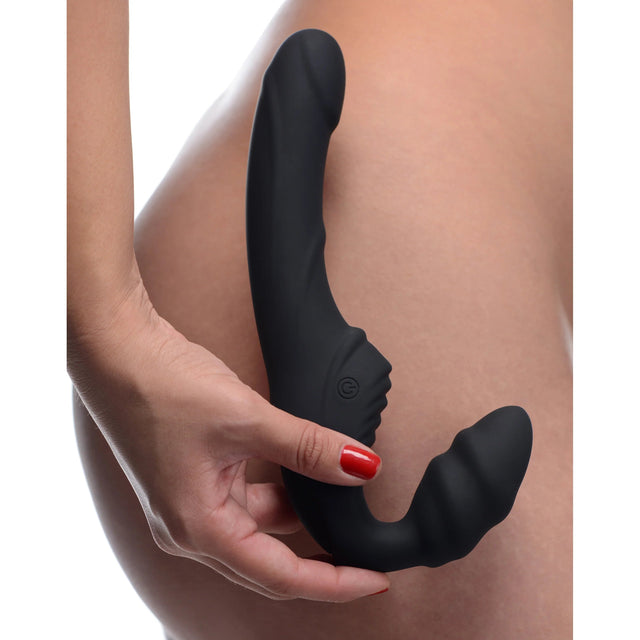 Strap U Slim Ribbed Vibrating Strapless Stap On