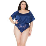 Stretch Satin Blouse Romper - Plus Size