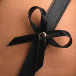 Strict Bondage Thigh Harness with Bows - Black