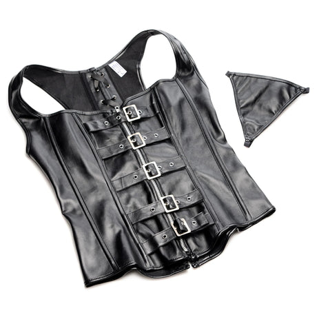 Strict Lace-up Corset And Thong