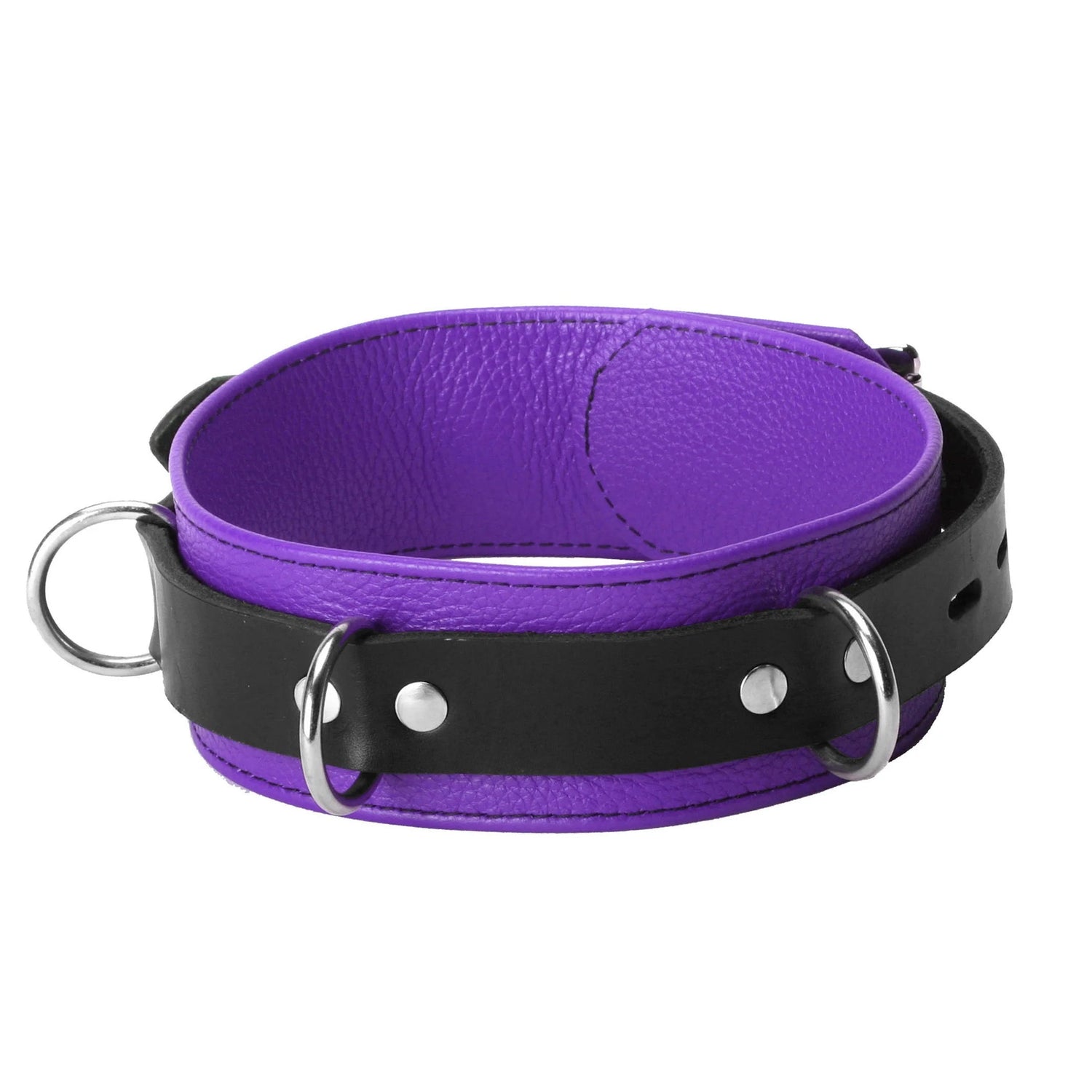 Strict Leather Deluxe Black and Purple Locking Collar