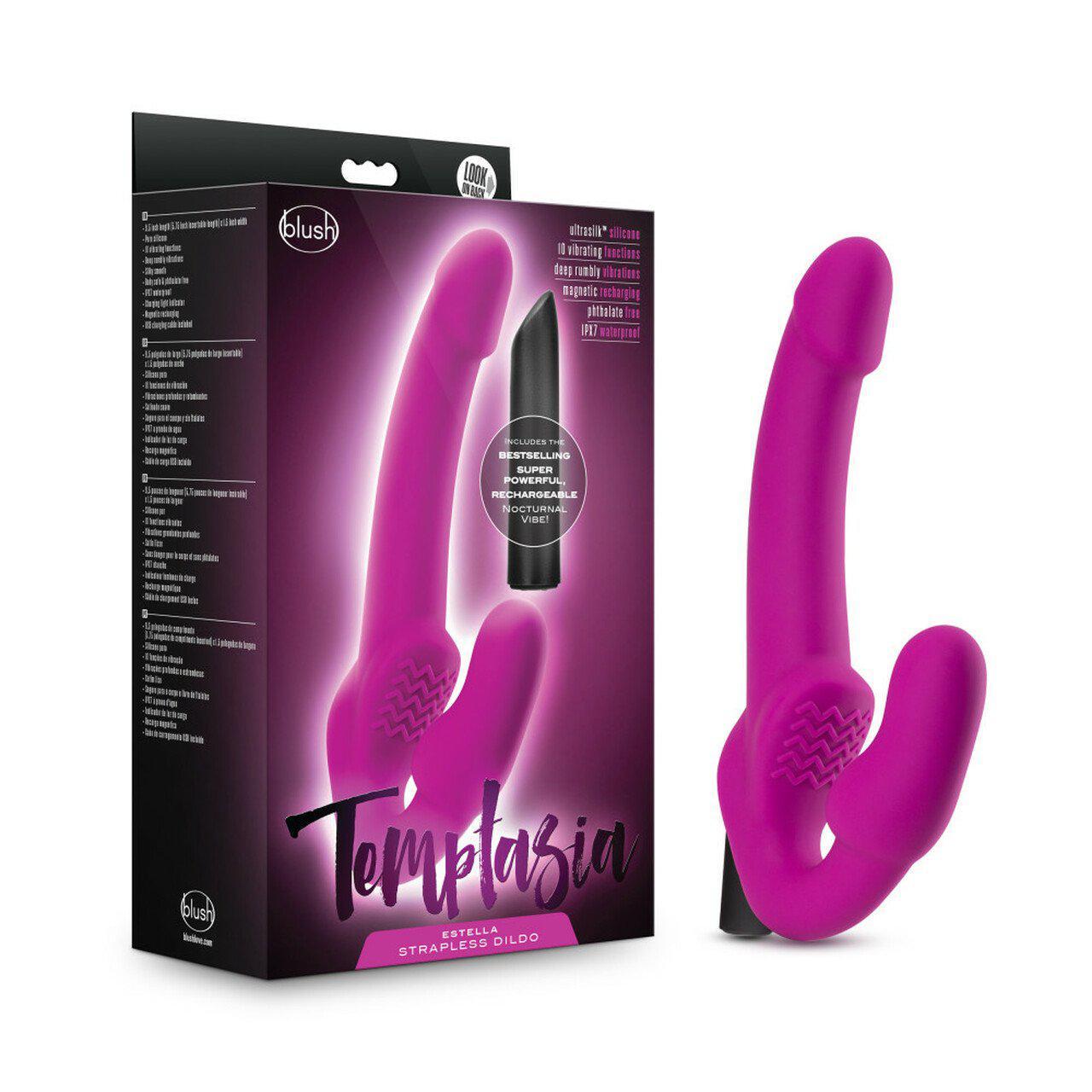 Temptasia Estella Vibrating Pink Strapless Strap-On Dildo