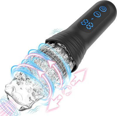 The Male Rose Pro Thrusting Rotating Vibrating Masturbator in Black