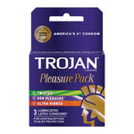 Trojan Pleasure Pack Condoms - Box Of 3