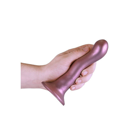 Ultra Soft Silicone 7 Inch Curvy G-Spot Dildo - Rose Gold