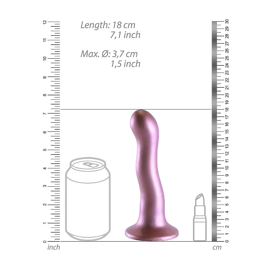 Ultra Soft Silicone 7 Inch Curvy G-Spot Dildo - Rose Gold