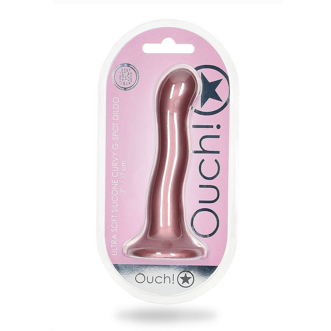 Ultra Soft Silicone 7 Inch Curvy G-Spot Dildo - Rose Gold