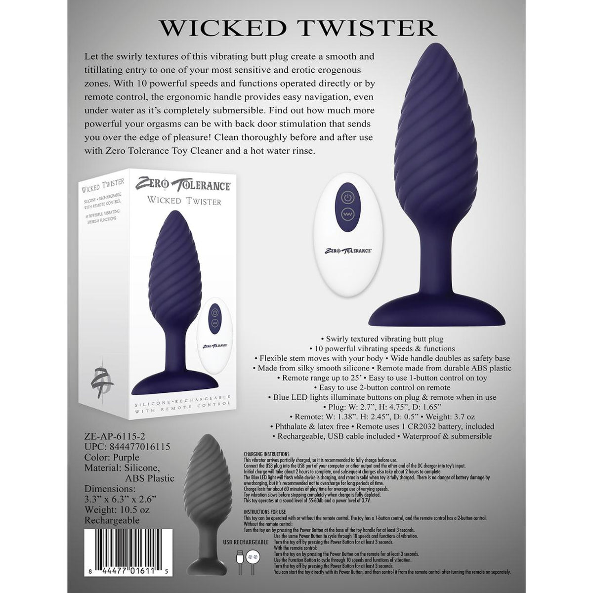 Wicked Twister Rechargeable Butt Plug