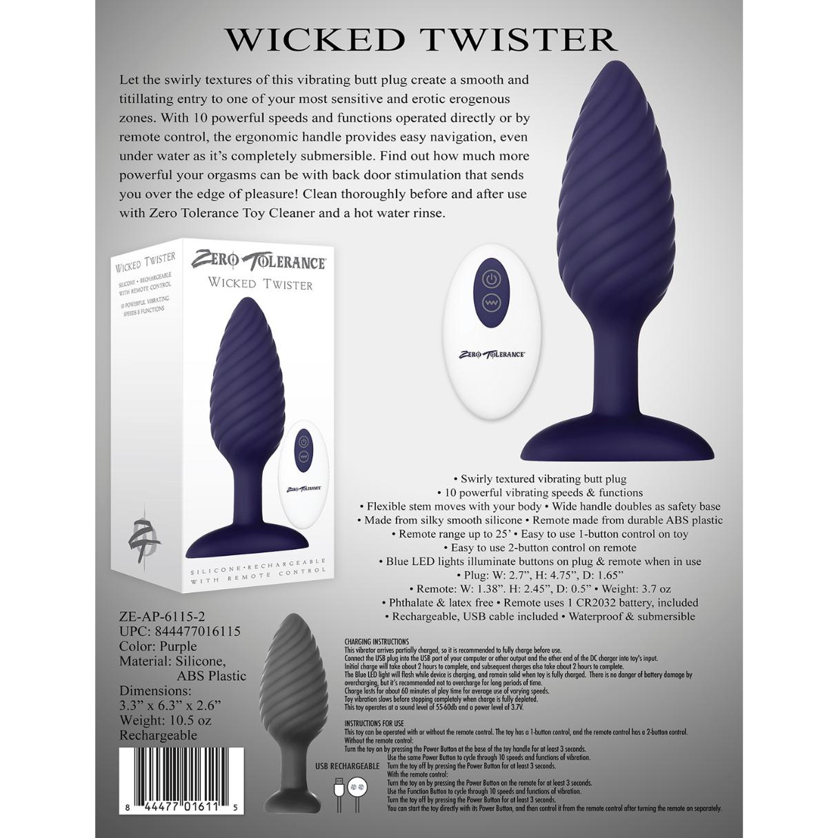 Wicked Twister Rechargeable Butt Plug
