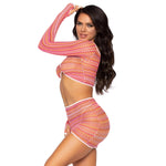 Zig Zag Net Crop Top and Mini Dress