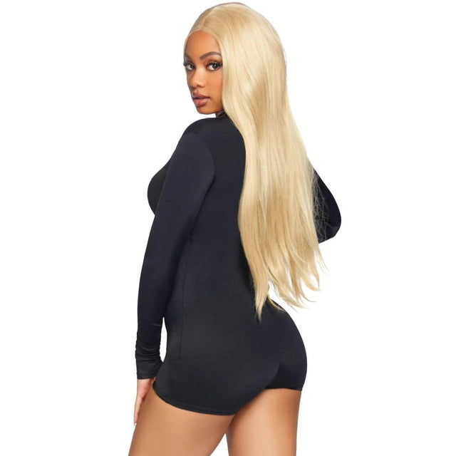 Zipper Front Long Sleeved Matte Romper