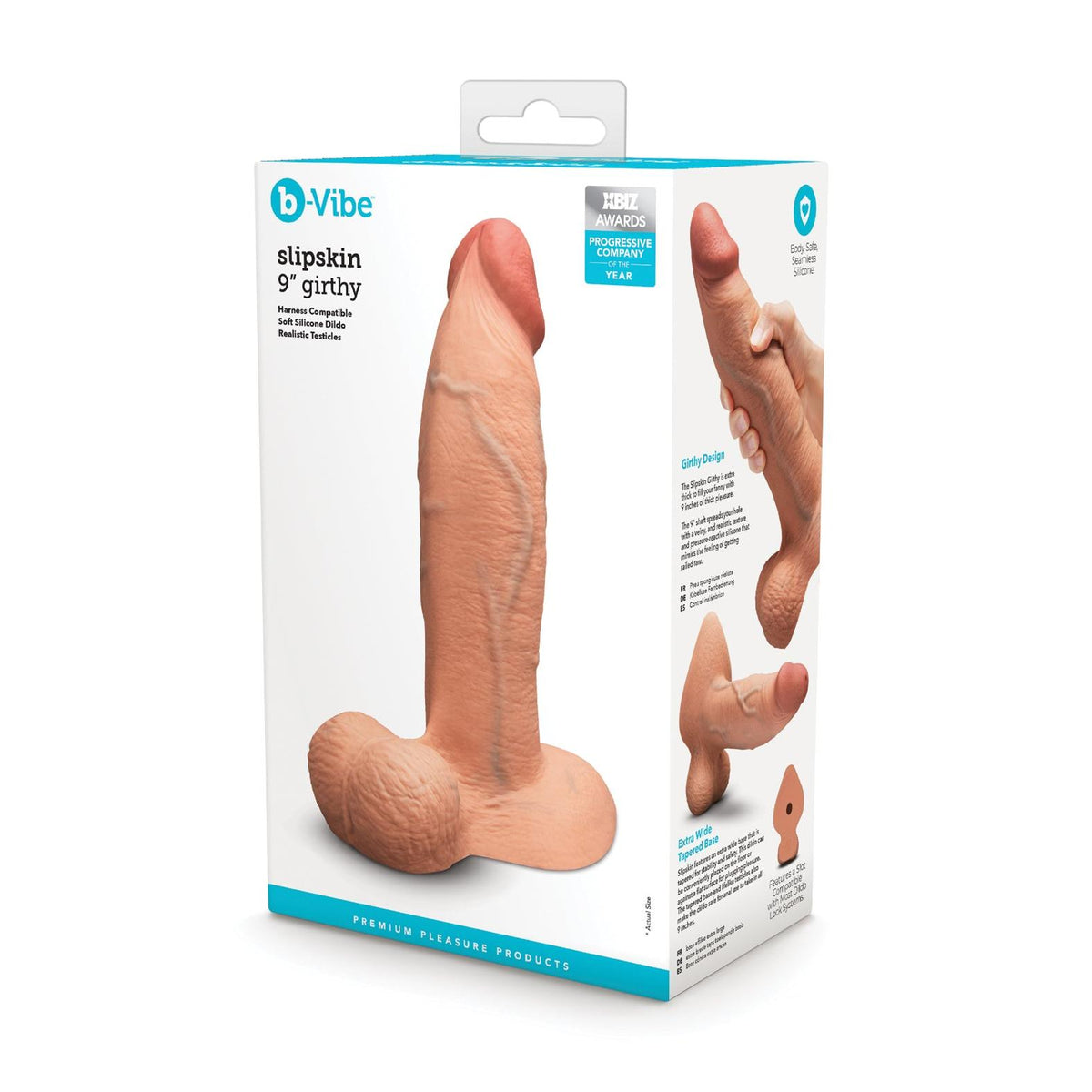 b-Vibe Slipskin 9 Inch Girthy Dildo in Mocha