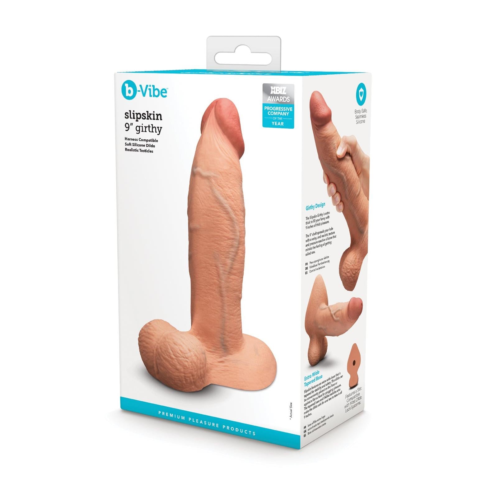 b-Vibe Slipskin 9 Inch Girthy Dildo in Mocha