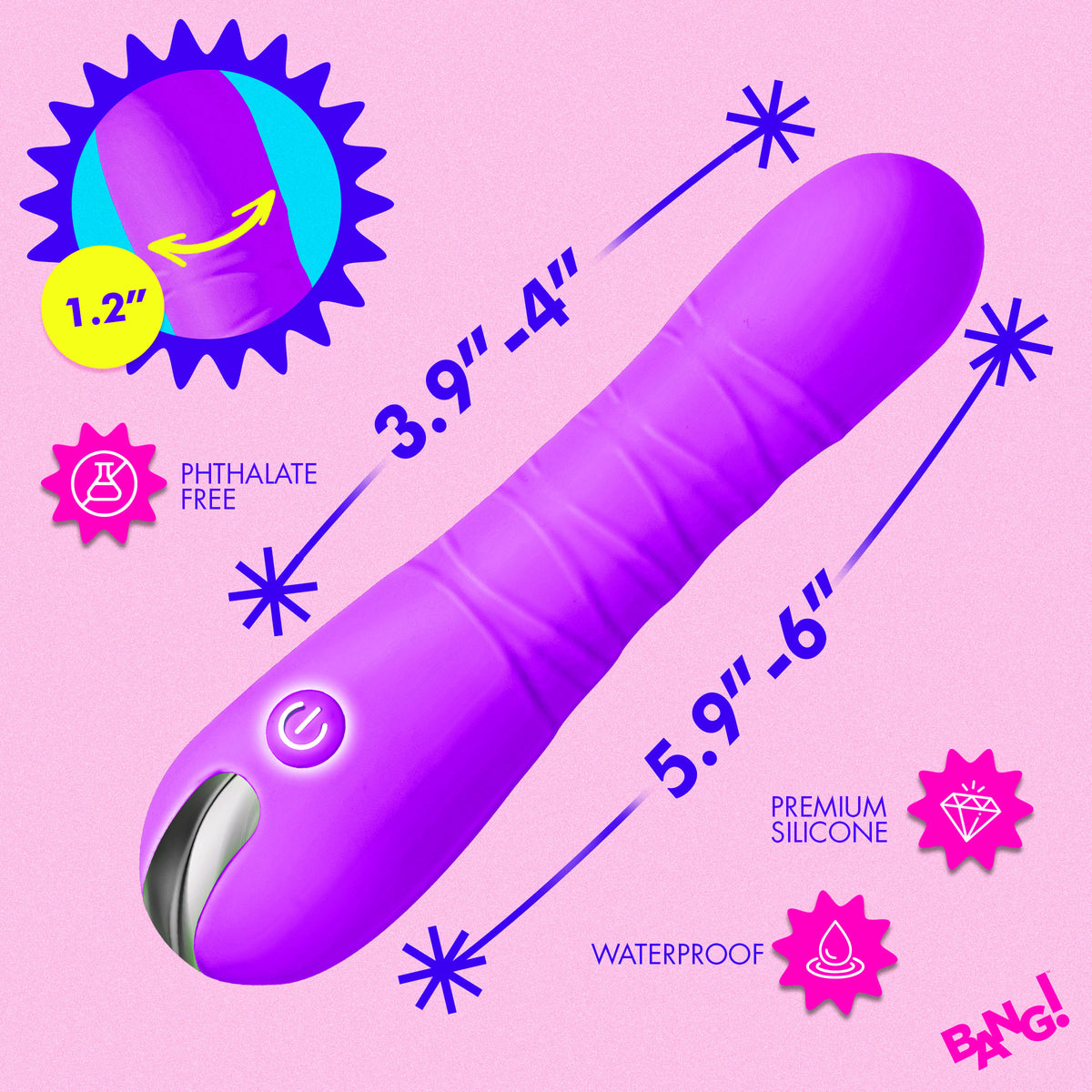 Bang! Thrusting Silicone Dildo in Purple