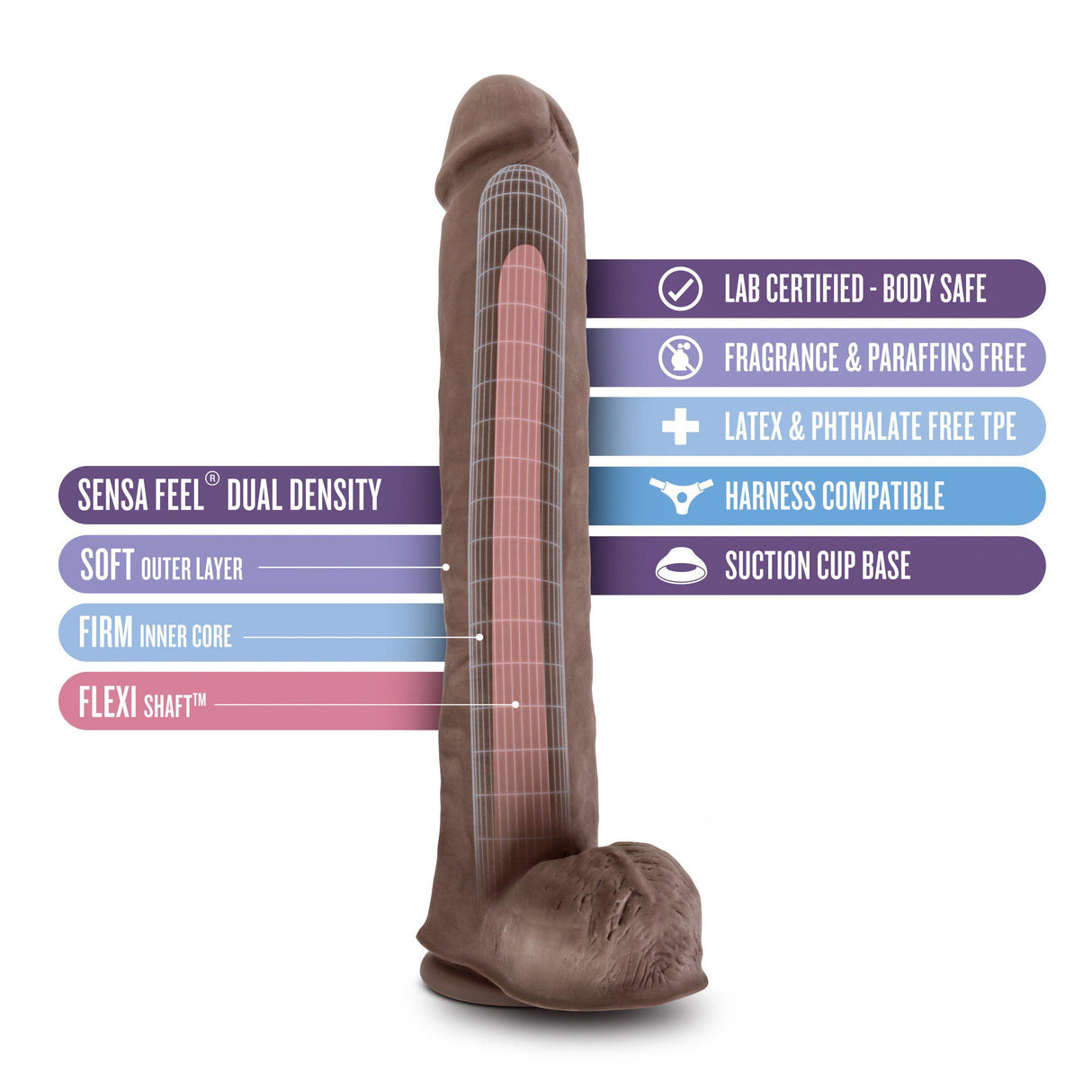 Blush Au Naturel Daddy 14 Inch Sensa Feel Dual Density Dildo