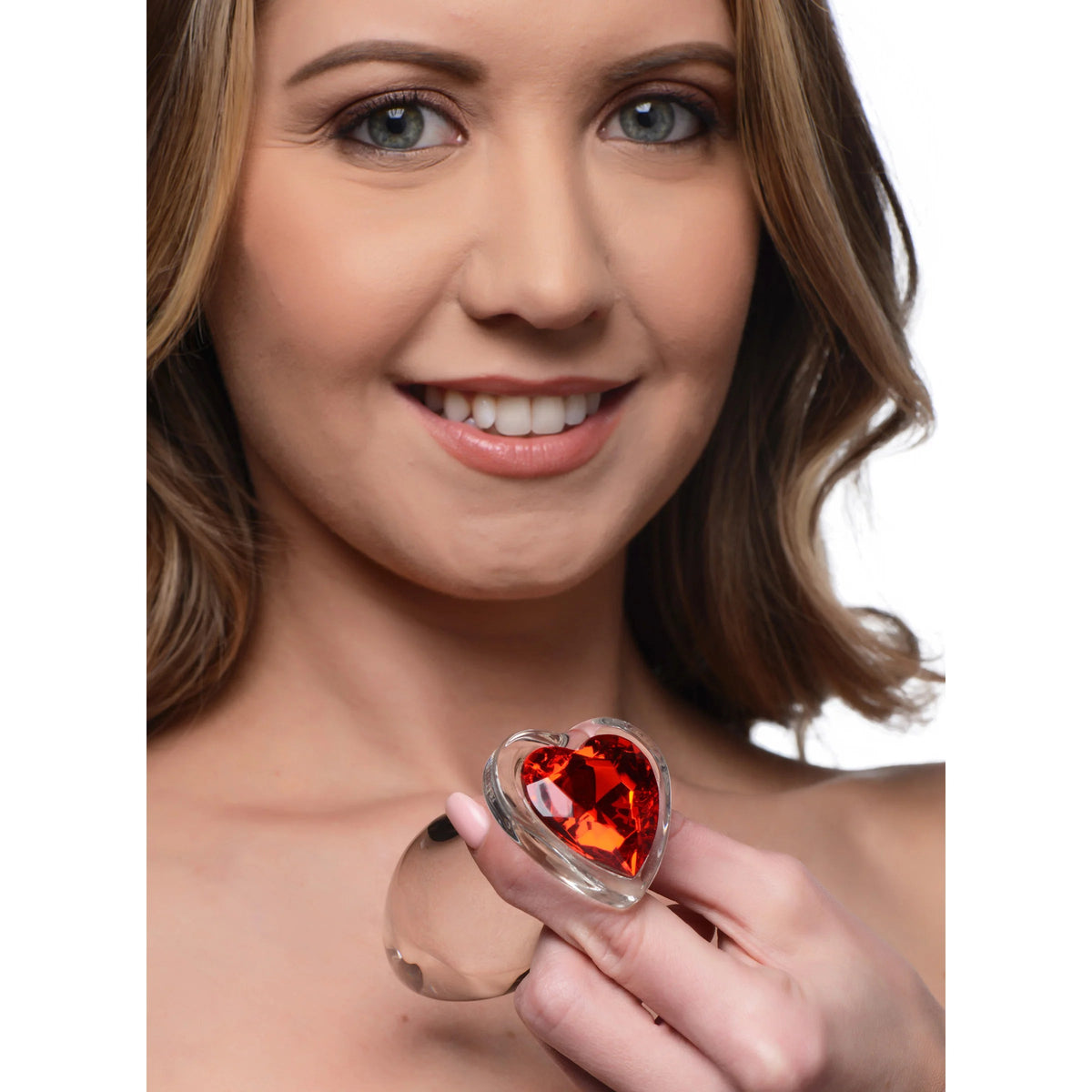 Booty Sparks Red Heart Gem Glass Anal Plug