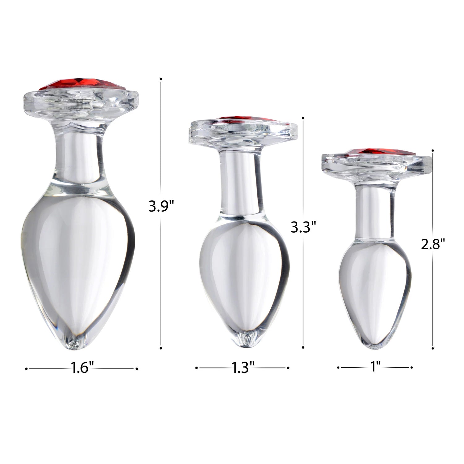Booty Sparks Red Heart Gem Glass Anal Plug