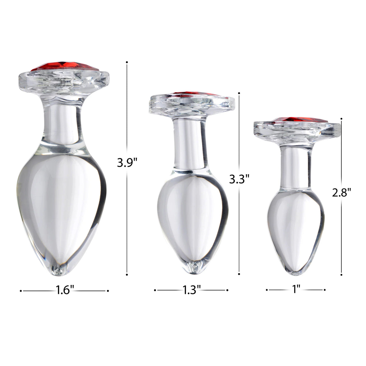 Booty Sparks Red Heart Gem Glass Anal Plug