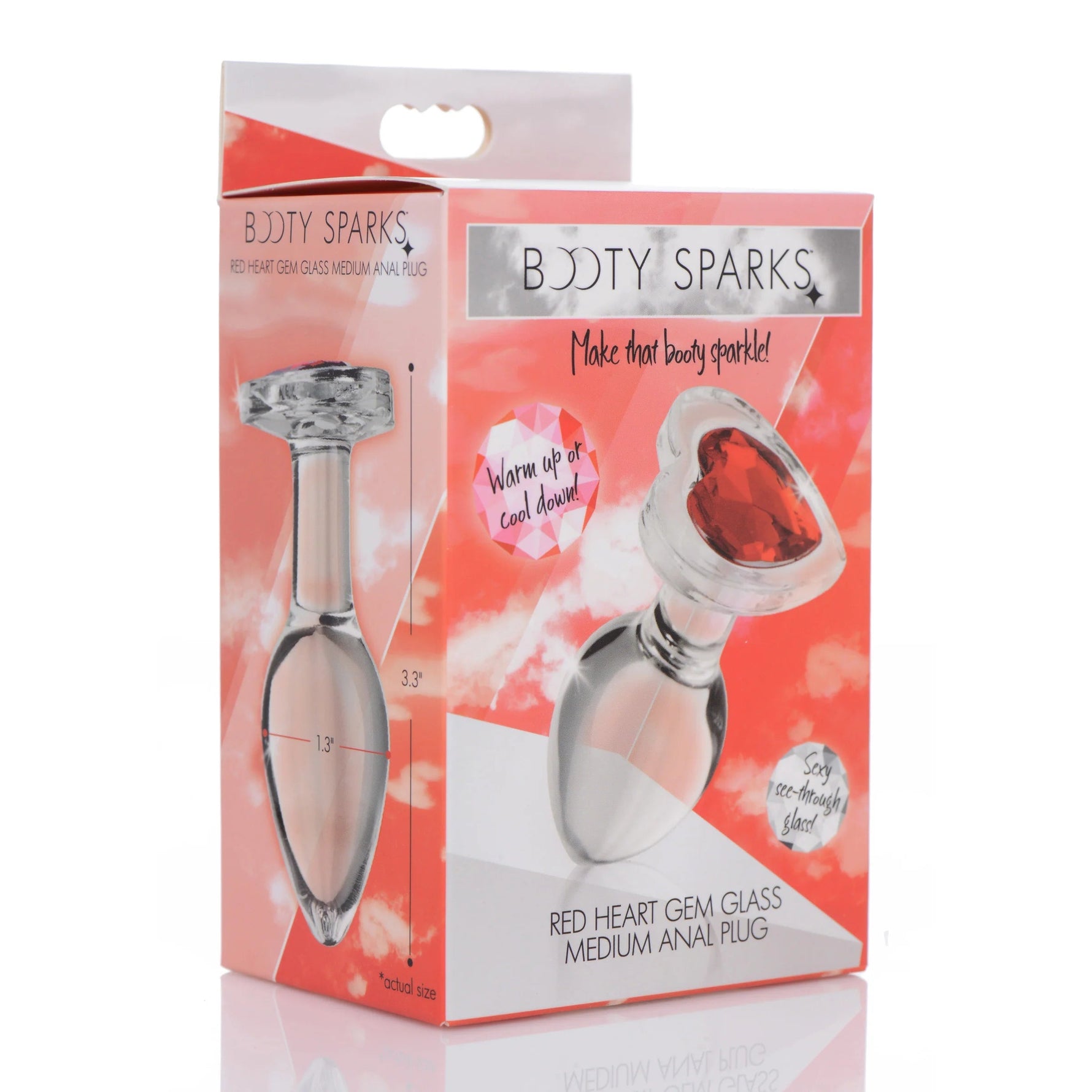 Booty Sparks Red Heart Gem Glass Anal Plug